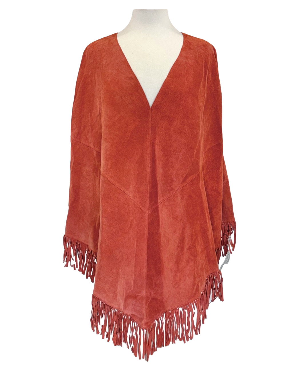 MetroStyle terracotta suede poncho, NWT